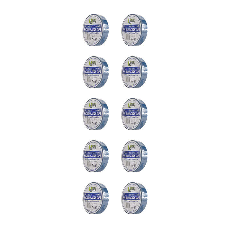 UNITED ELECTRICAL PVC Insulation Tape Blue 0.18mm x 18mm x 20M ( 10 Pack )