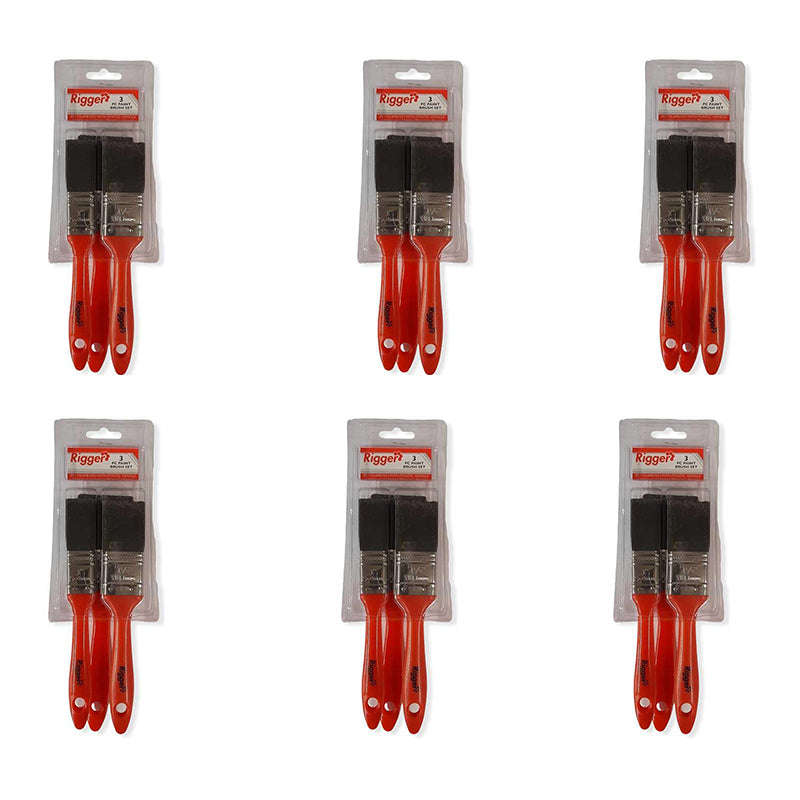 RIGGER Synthetic DIY Paint Brush 3 Piece Set ( 6 Pack )