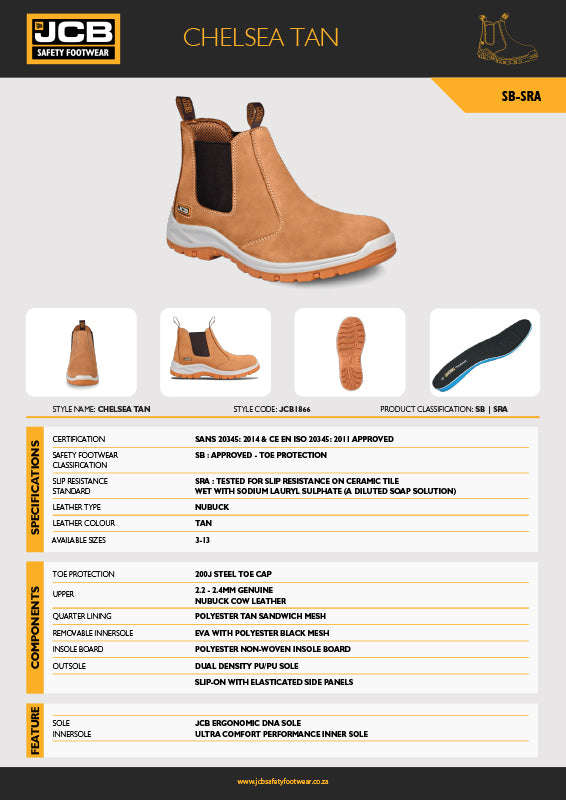 JCB Chelsea Tan Nubuck Steel Toe Men's Boot