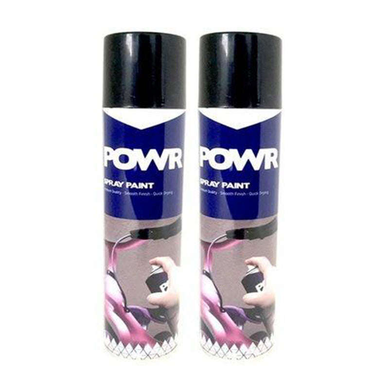 POWR Spray Paint Satin Black 300ml ( 2 Pack )