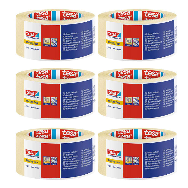 TESA General Purpose Masking Tape 50m x 50mm ( 6 Pack )