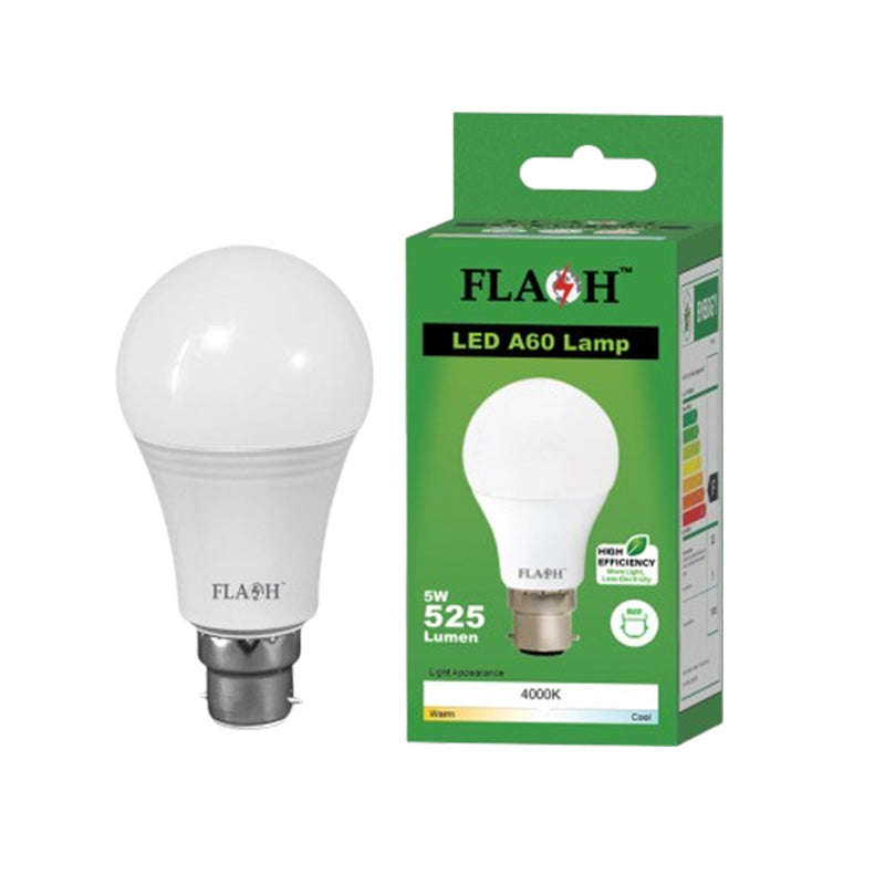FLASH LED High Efficiency, All Purpose Light Bulb 5W A60 Lamp B22 (10 pack)
