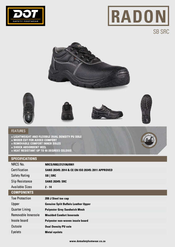 DOT Radon Oil/Acid Safety Shoe Heat Resistant Leather Black