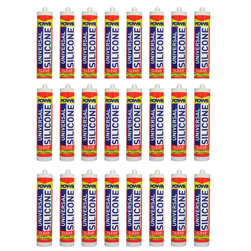 POWR Universal Silicone Sealant Clear 260ml Cartridge ( 24 Pack )