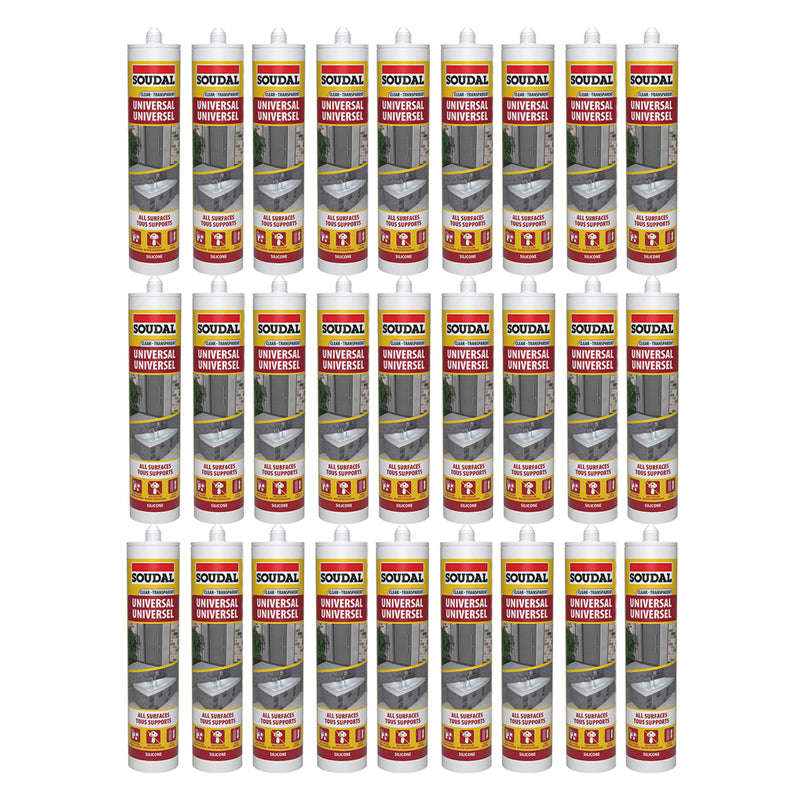 SOUDAL Universal Silicone Sealant Clear 270ML ( 24 Pack )