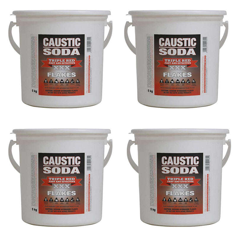 TRIPLE RED Caustic Soda Flakes 5kg ( 4 Pack )