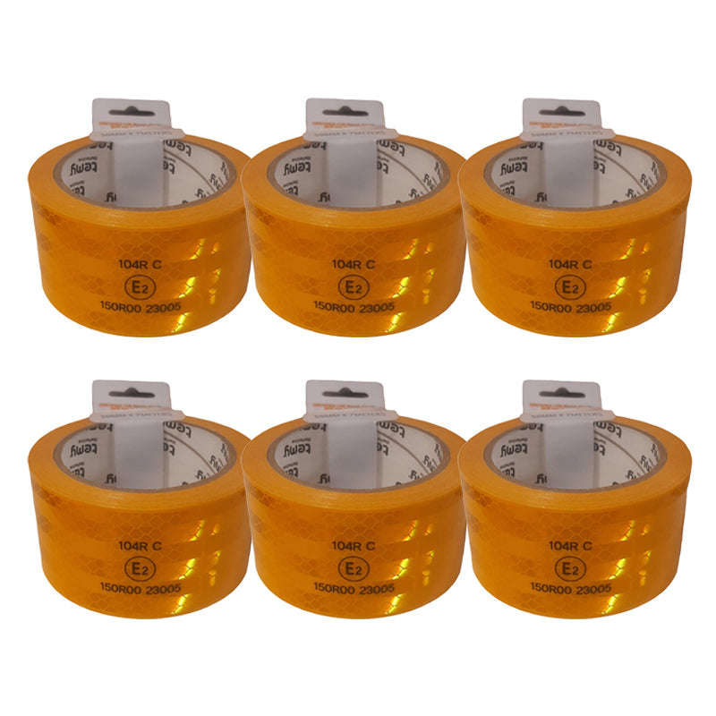TEMY Reflective Tape Yellow 50mm X 7m ( 6 Pack )
