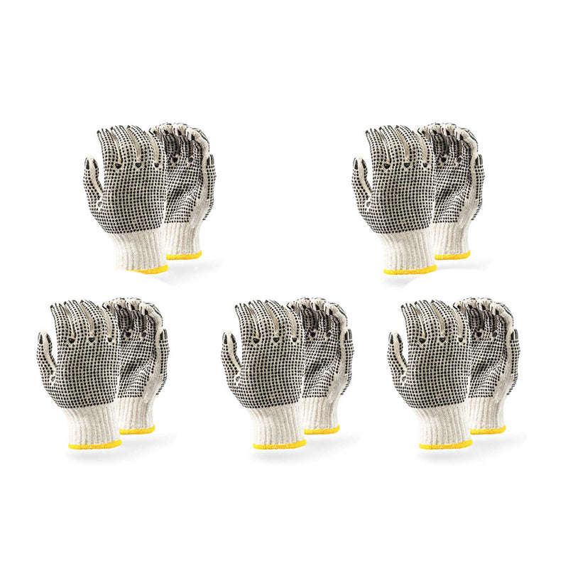 PIONEER SAFETY Cotton PVC Polka Double Sided Gloves Enhanced Grip G034( 5 Pack )