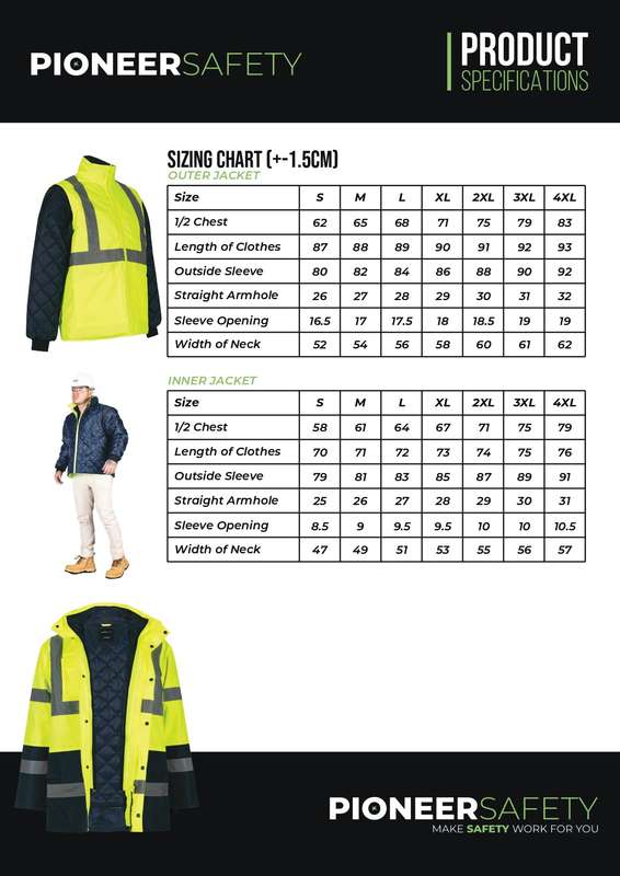 PIONEER SAFETY Jacket Parka 5 In 1 Lime/Navy