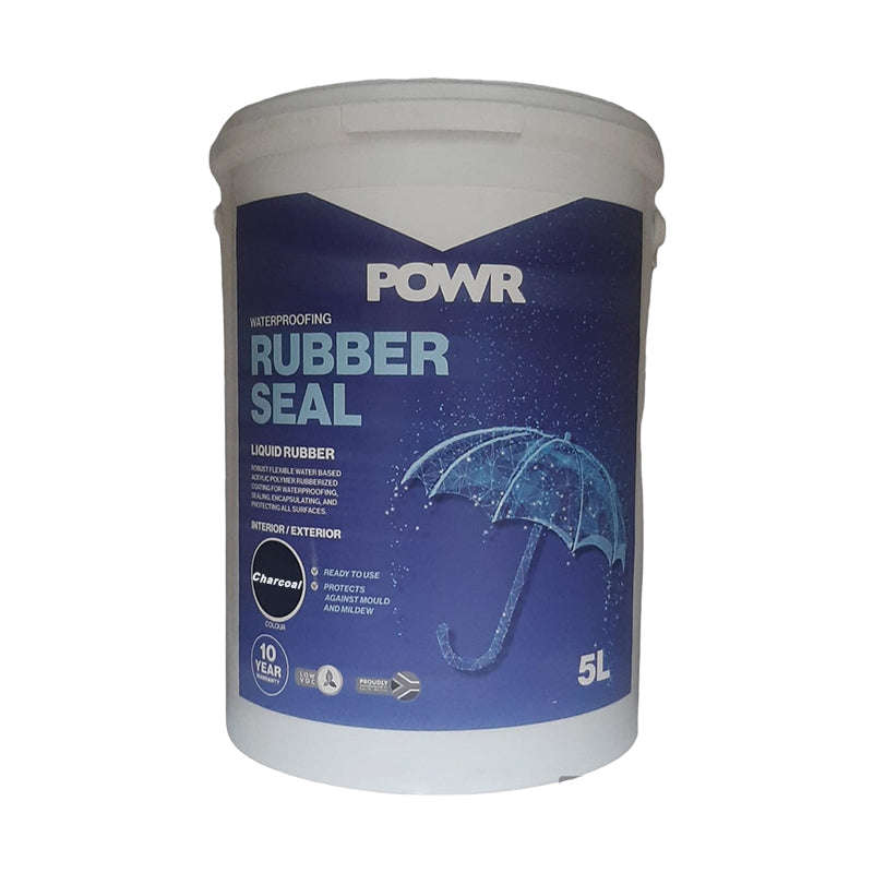POWR Rubber Seal Waterproofing Charcoal 5 Litre