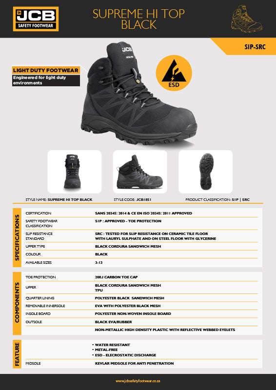 JCB Supreme Hi Top Black Carbon Toe