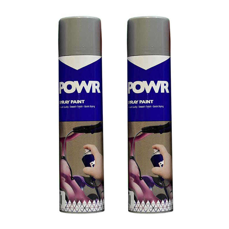POWR Spray Paint Metallic Aluminium 300ml ( 2 Pack )