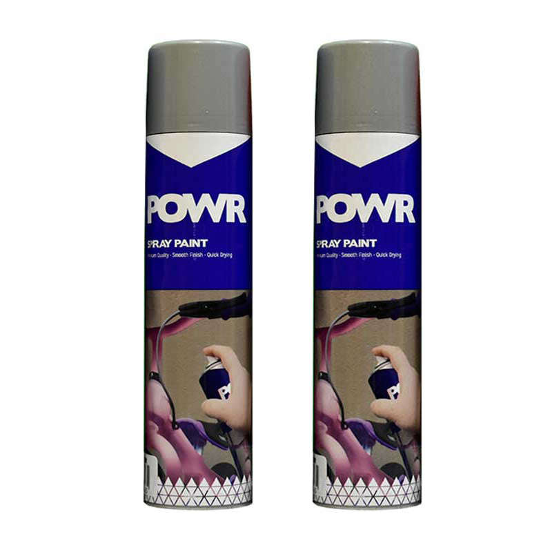 POWR Spray Paint Metallic Grey 300ml ( 2 Pack )