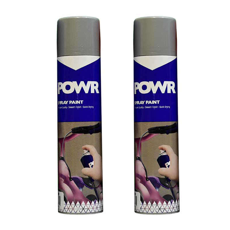 POWR Spray Paint Metallic Silver 300ml ( 2 Pack )