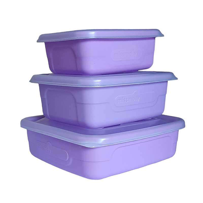 MISS MOLLY Food Saver Regal Set Dark Lilac(3 Pack)- 1x200ml 1x400ml 1x500ml BPA-Free