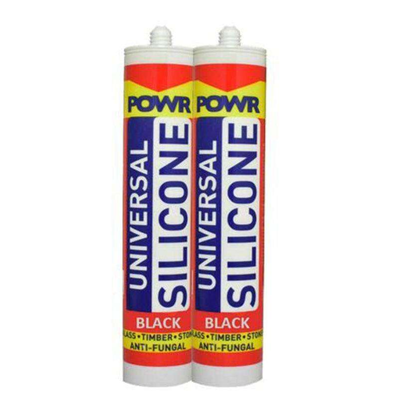 POWR Universal Silicone Sealant Black 260ml Cartridge (2 Pack )
