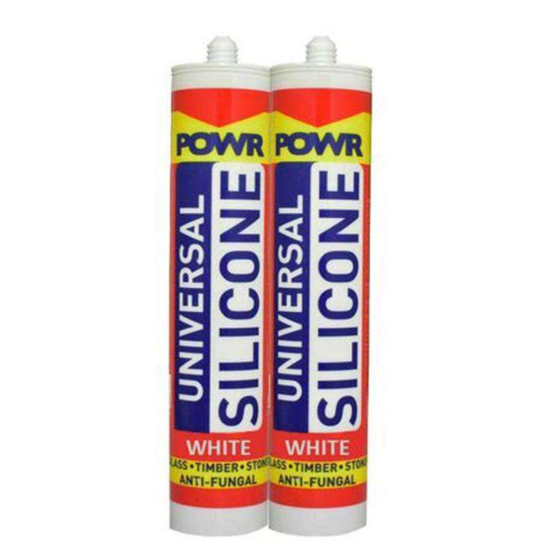 POWR Universal Silicone Sealant White 260ml Cartridge (2 Pack)