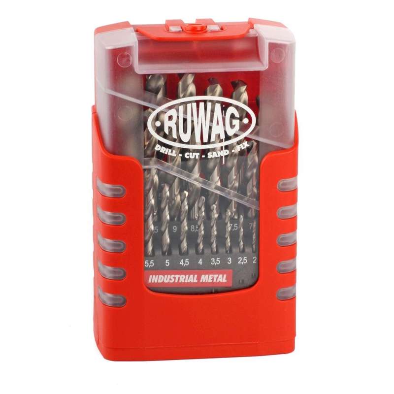 RUWAG 25 Piece Industrial Metal Drill Bit Set 1-13mm