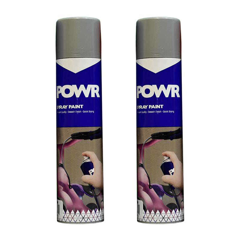 POWR Spray Paint Metallic Silver Wheel 300ml ( 2 Pack )