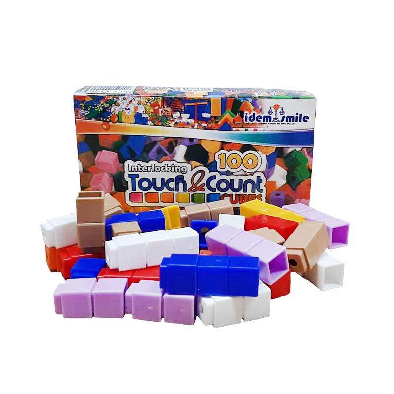 SMILE EDUCATION TOYS Interlocking Touch & Count Cubes 100 Piece Age 3+