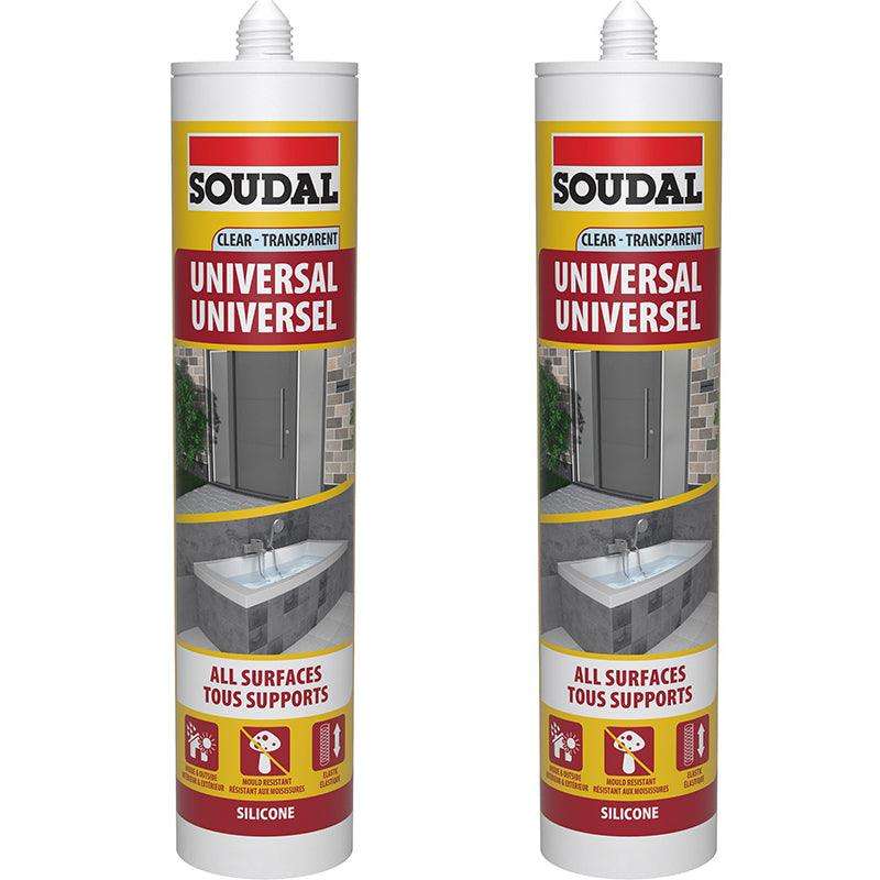 SOUDAL Universal Silicone Sealant Clear 270ML ( 2 Pack )
