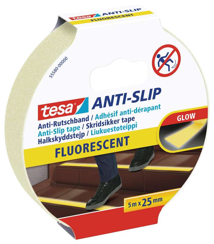 TESA Anti-Slip Tape Day Glow 5m x 25mm - Flourescent ( 6 Pack )