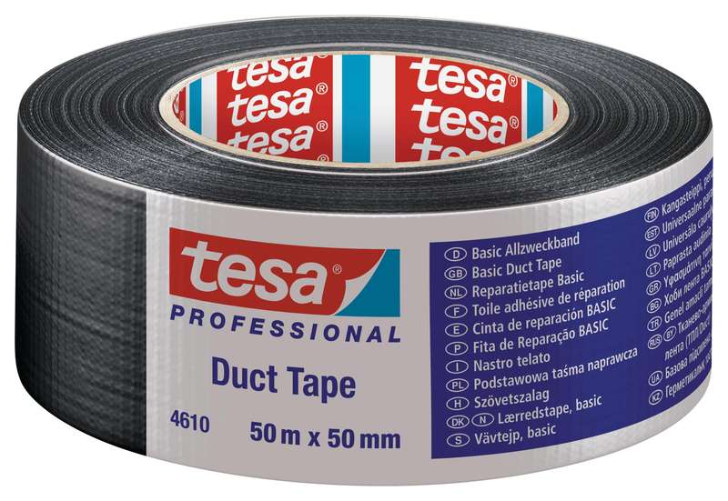TESA Duct Tape 50m x 50mm Black ( 6 Pack )