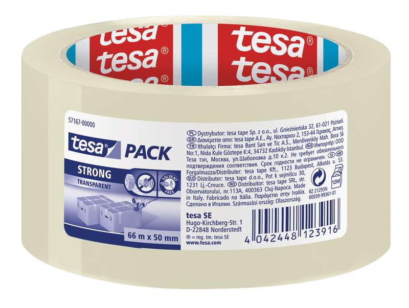 TESA Packaging Tape Strong PP 66m x 50mm Transparent