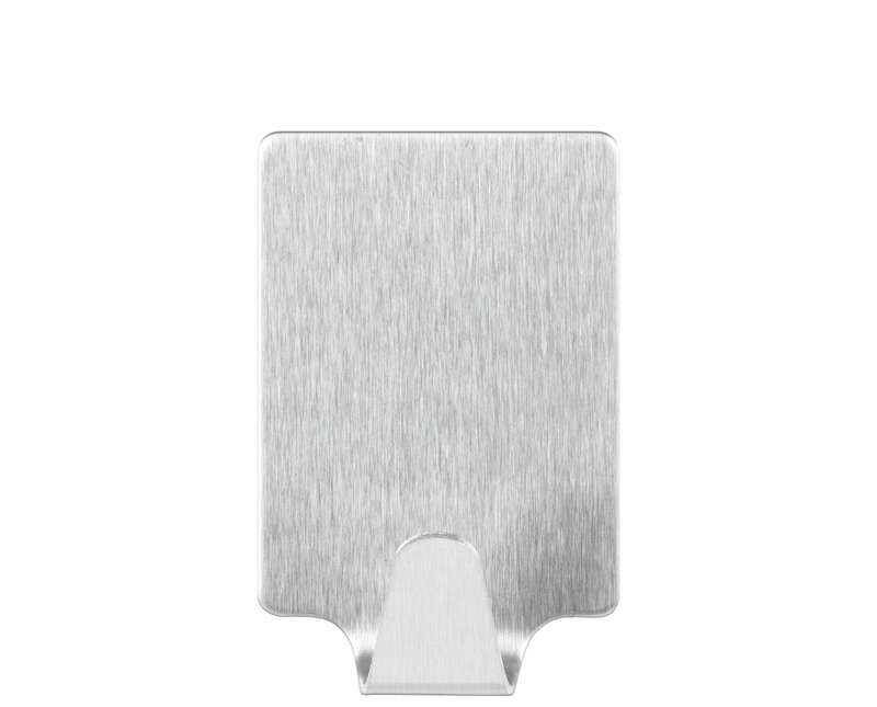 TESA Permanent Hooks Rectangular Large Metal 2 Hooks Stainless Steel