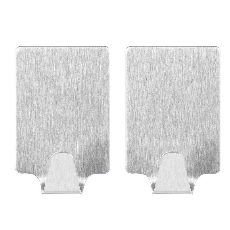 TESA Permanent Hooks Rectangular Large Metal 2 Hooks Stainless Steel