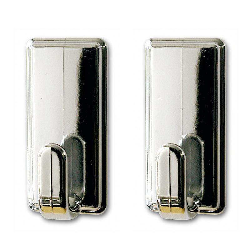 TESA Powerstrips Hooks Large Rectangular Classic 2 Hooks/4 Strips Chrome