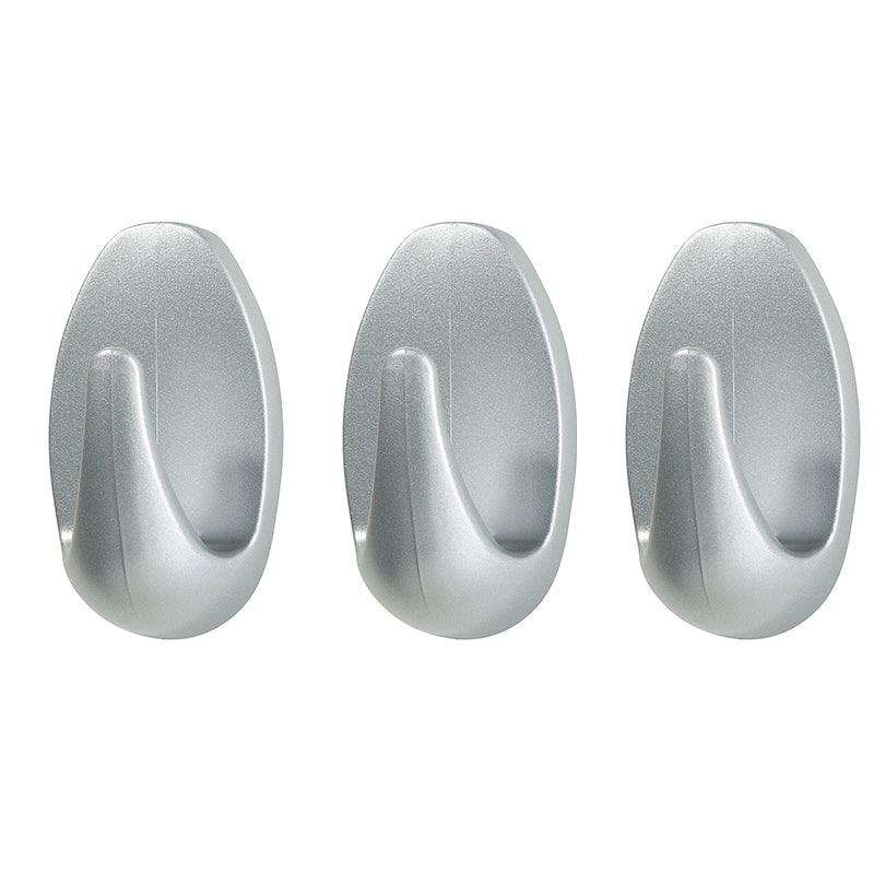 TESA Powerstrips Hooks Small Oval 3 Hooks/4 Strips Chrome Matt