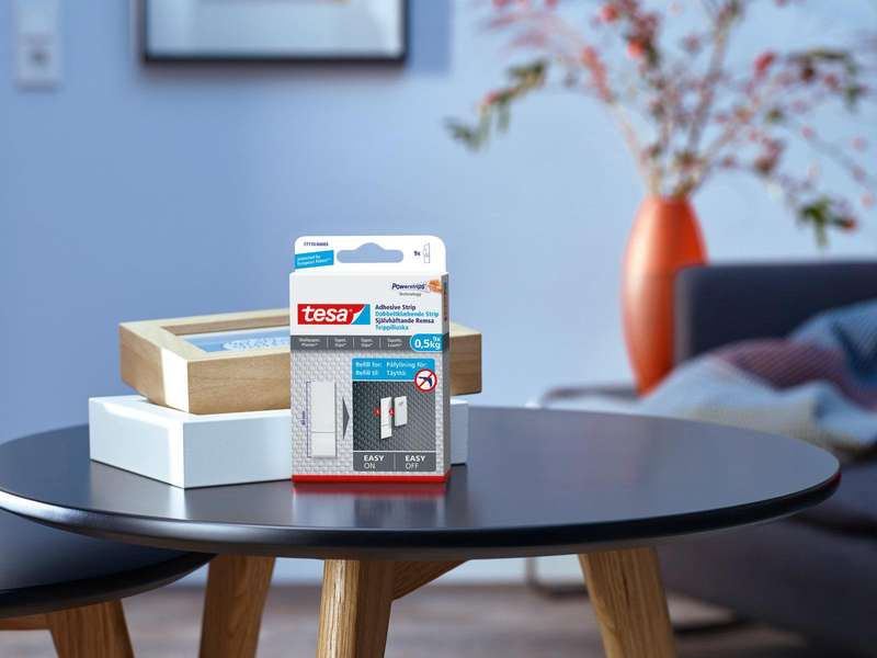 TESA Powerstrips Sensitive Surface 0.5kg 9 Adhesive Strips Wallpaper/Plaster