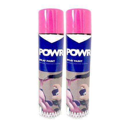 POWR Spray Paint Fluorescent Pink 300ml ( 2 Pack )