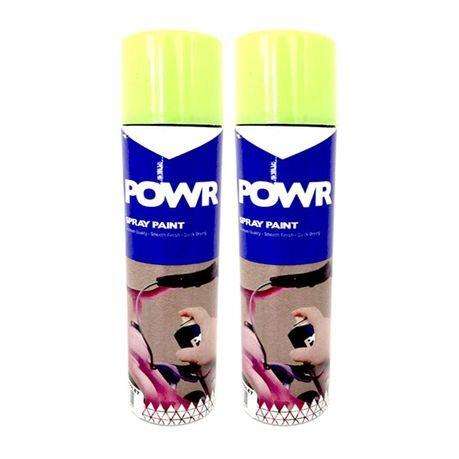 POWR Spray Paint Fluorescent Yellow 300ml ( 2 Pack )