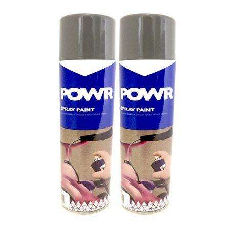 POWR Spray Paint Grey Primer 300ml (2 Pack )