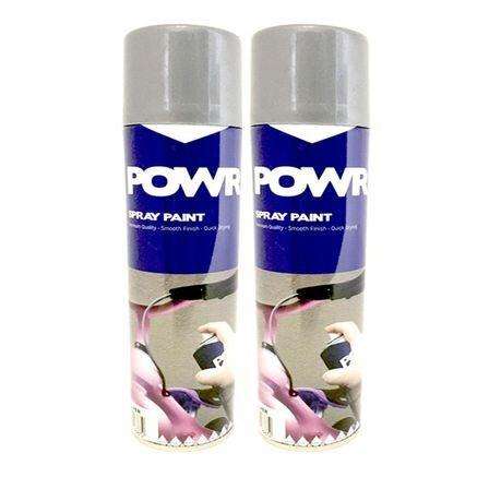 POWR Spray Paint Metallic Silver 300ml ( 2 Pack )
