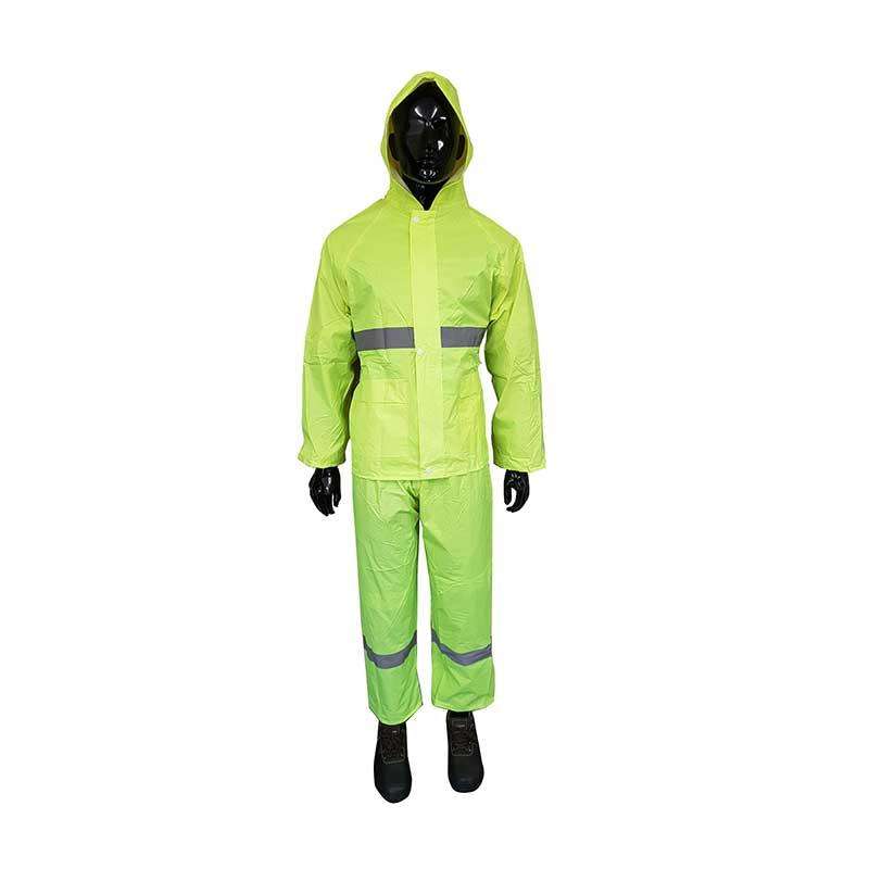 Rubberized High-Visual Reflective Tape Lime Rain Suit 2 Piece Medium