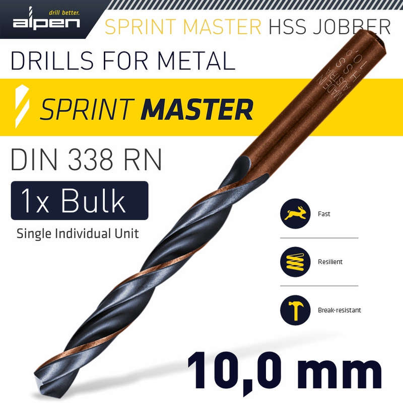 Alpen Hss Sprint Master 10.0Mm Bulk Din 338 Alpen Drill Bit - DEFAULT TITLE