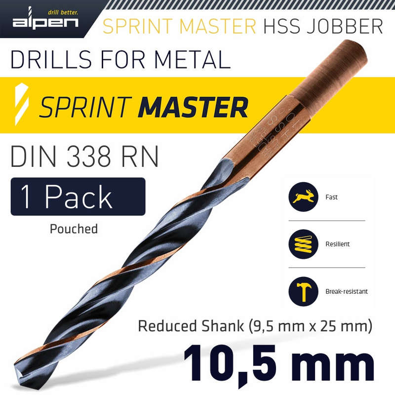 Alpen Alpen Sprint Master 10.5 Mm Reduced Shank 9.5X25 Pouched - DEFAULT TITLE
