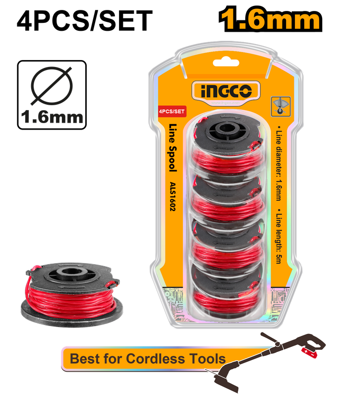 Ingco Trim Line 1.6Mm X 5M Spiral Line 4Pc