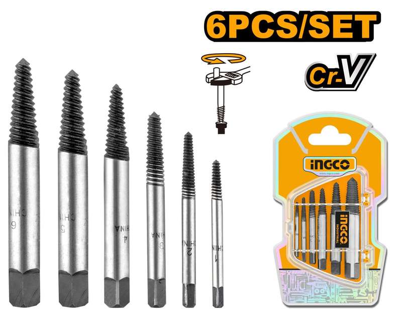 Ingco 6 Pieces screw extractor set - DEFAULT TITLE