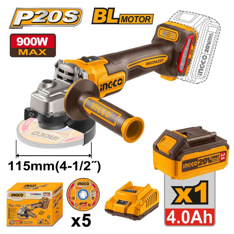 Special - Ingco Cordless Angle Grinder 900W 115MM 20V Kit