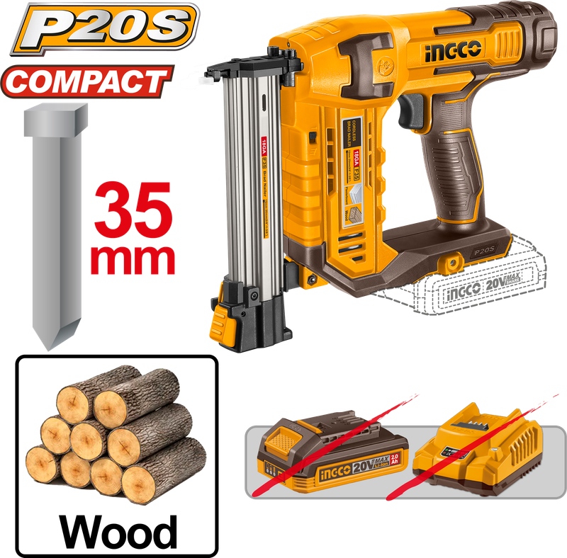 Ingco Cordless Brad Nailer 35mm 20V (Tool only)