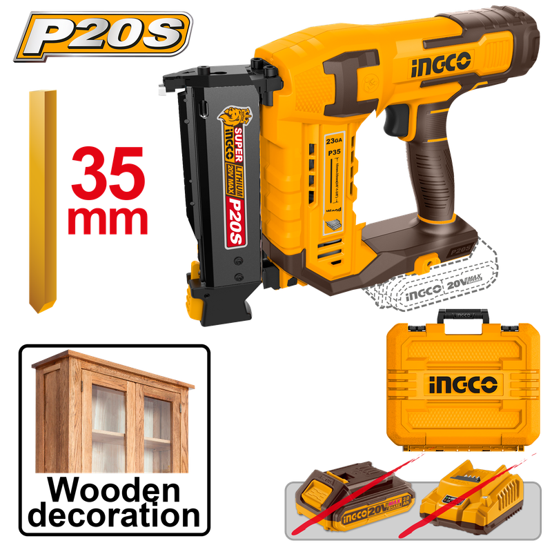 Ingco Cordless Brad Nailer 20V P20S (Tool only)