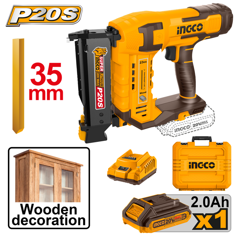 Ingco Cordless Pin Nailer 20V Kit