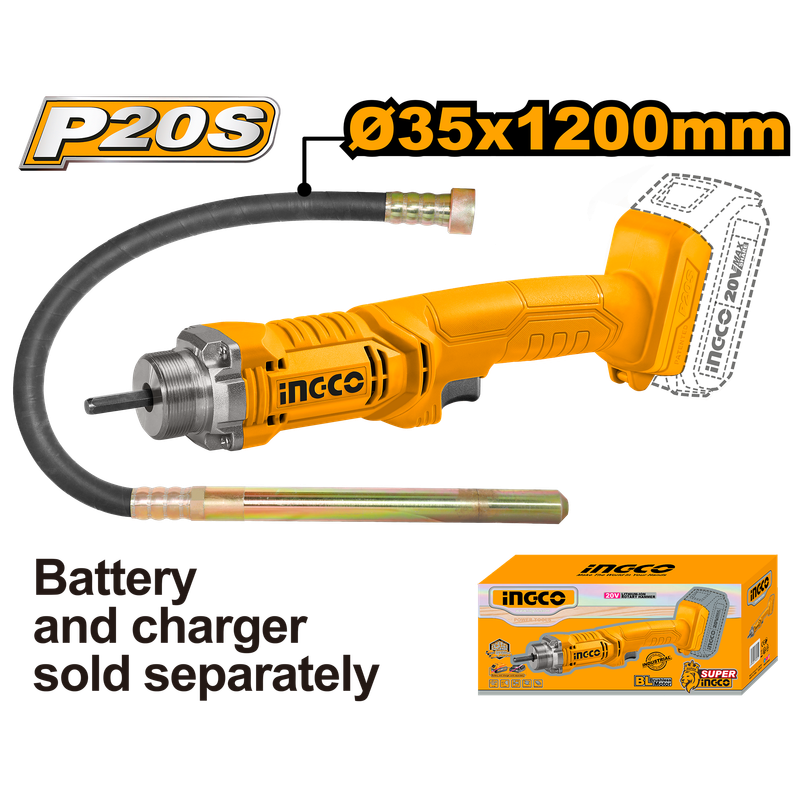 Ingco Cordless Concrete Vibrator 20V (Tool only)