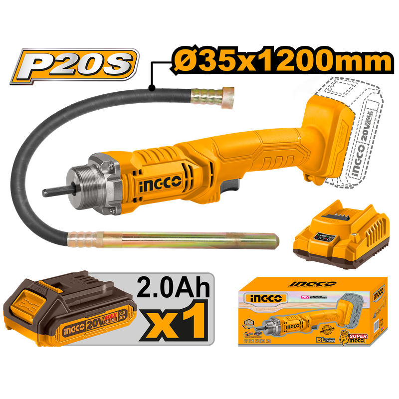 Ingco Cordless Concrete Vibrator 20V Kit