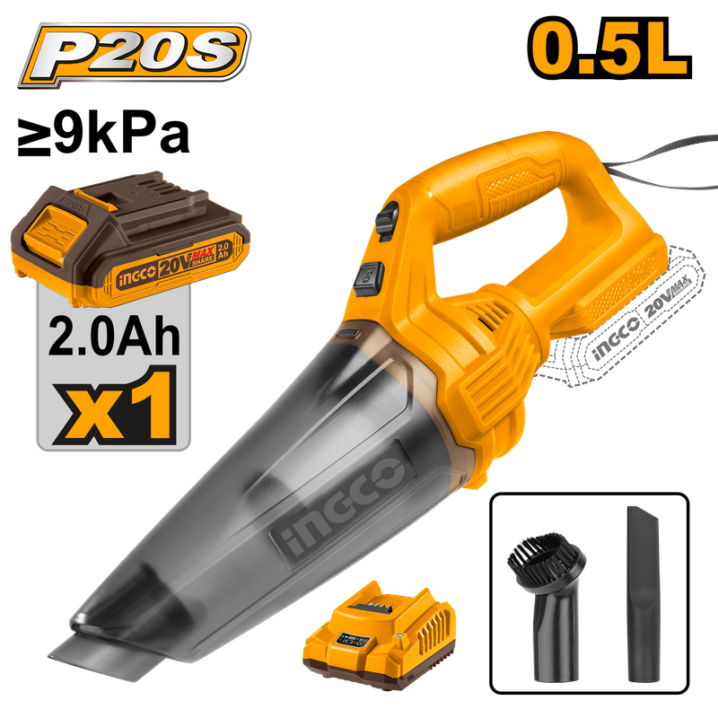 Ingco Cordless Hand Held Vacuum 0.5L 20V Kit