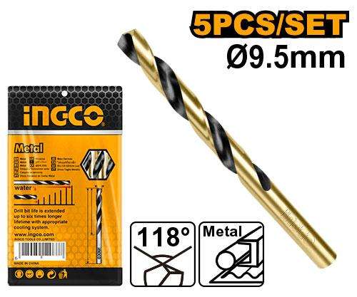 Ingco Drill Bit Hss 9.5Mm 5/Pkt